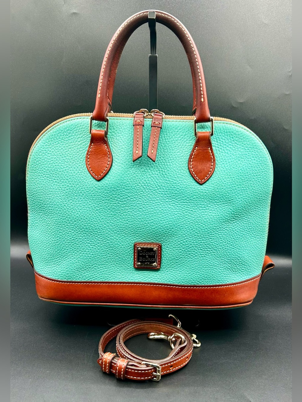 DOONEY & BOURKE Zip Zip Satchel Pebble Grain Leather-Spearmint Hand-Shoulder Bag